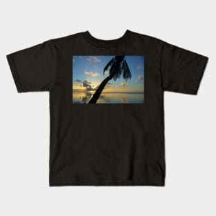 Peaceful Blue Palm Tree Sunset Kids T-Shirt